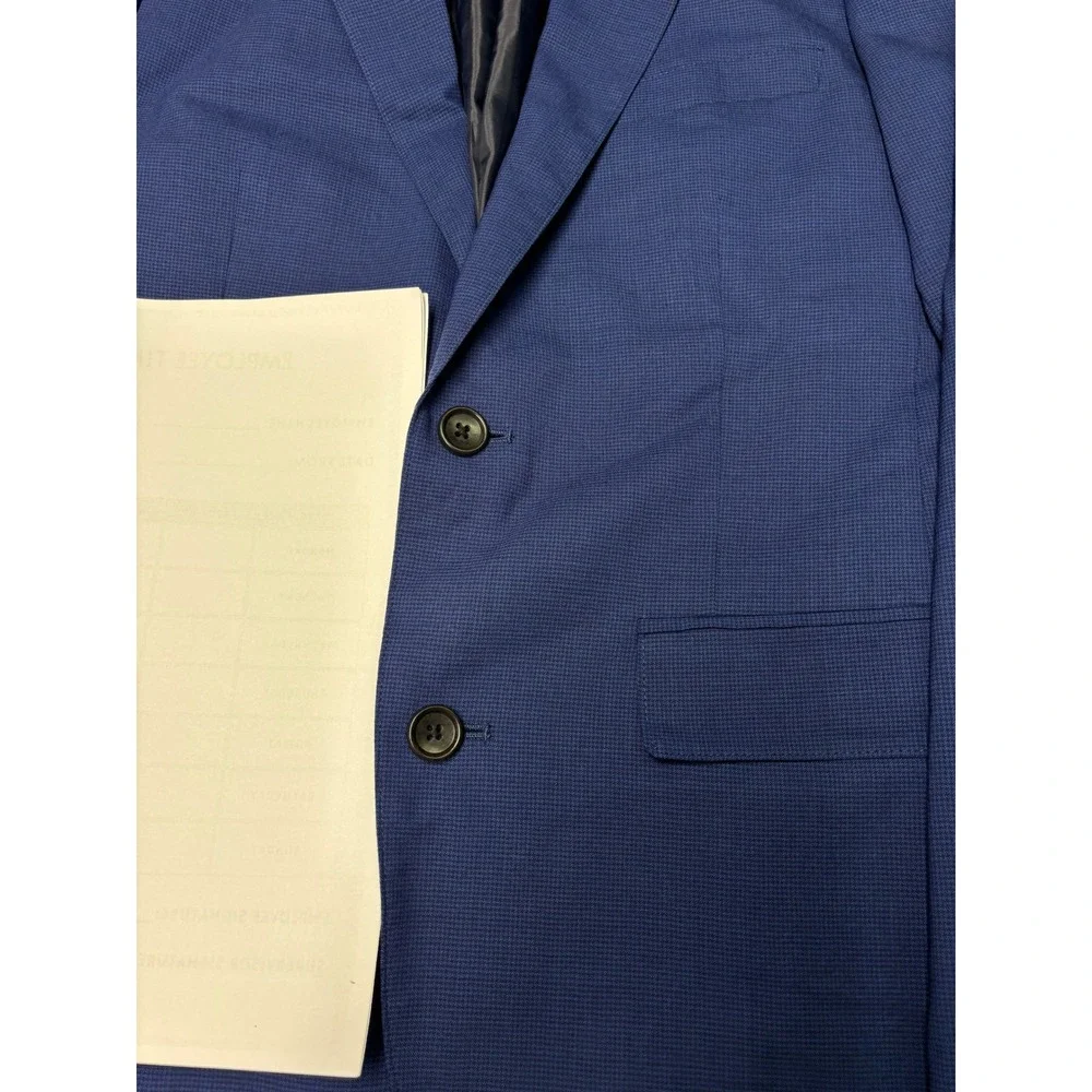 Bonobos Mens Jetsetter Slim Fit 2-pc Suit Blue Micro Houndstooth Wool 36R 32x31